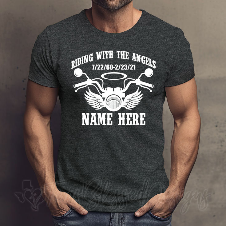 Riding With The Angels Motorcycle In Memory Celebration of Life T-Shirt