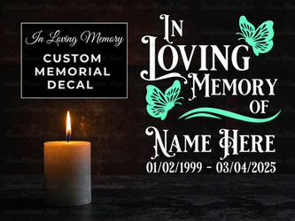 In Loving Memory Butterfly Royal Memorial Vinyl Decal