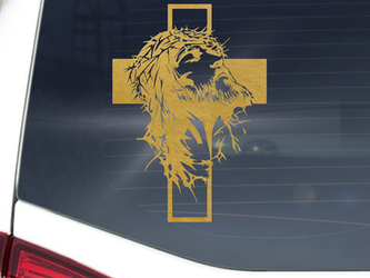 Jesus and Cross Christian Vinyl Decal