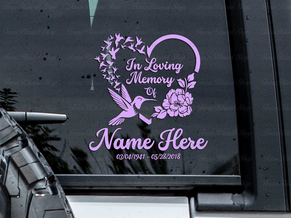 In Loving Memory Hummingbird Heart Memorial Decal