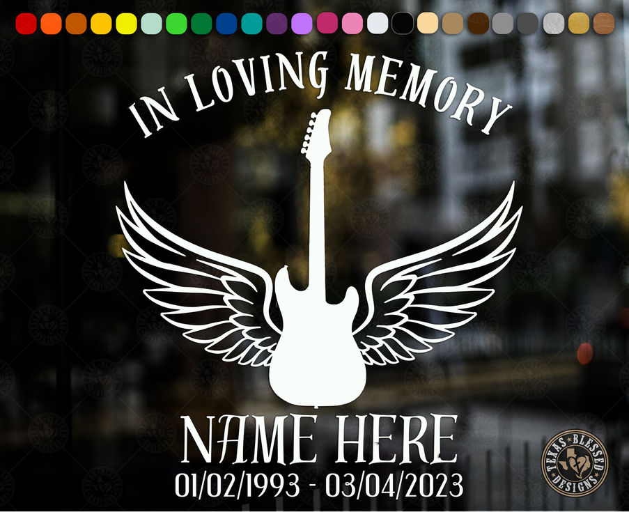 In Memory Electric Guitar Vinyl Decal