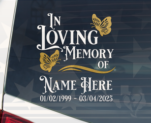 In Loving Memory Butterfly Royal Memorial Vinyl Decal