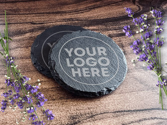 Personalized Slate Coasters, Custom Coaster Set, Logo Coasters