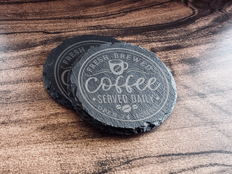 Fresh Brewed Coffee Round Slate Coasters (Set of 4)