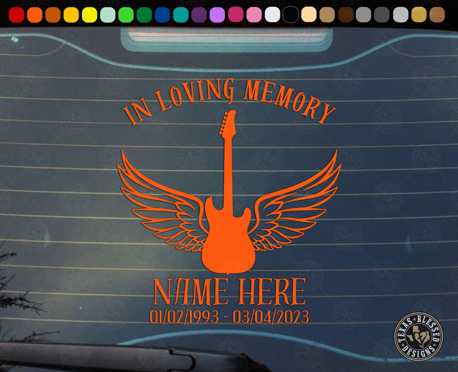 In Memory Electric Guitar Vinyl Decal