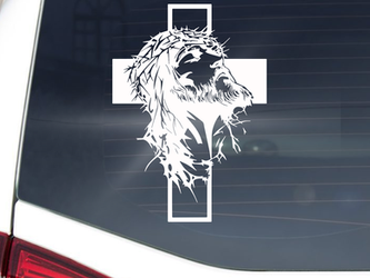 Jesus and Cross Christian Vinyl Decal