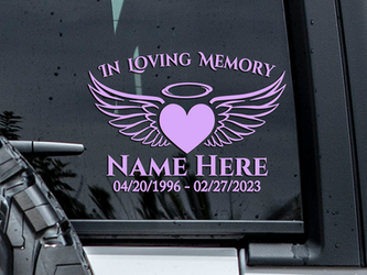 In Loving Memory Heart Wings Memorial Vinyl Decal
