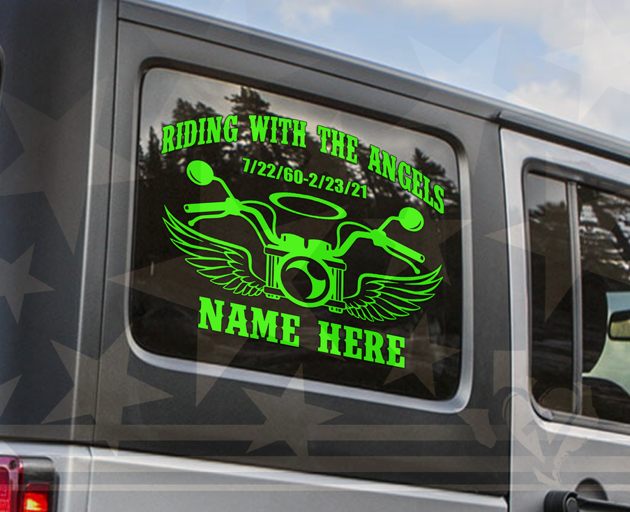 Riding With The Angels Motorcycle In Memory Vinyl Decal