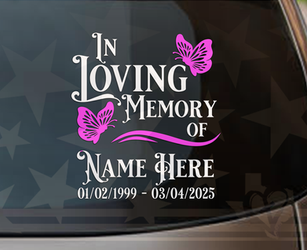 In Loving Memory Butterfly Royal Memorial Vinyl Decal