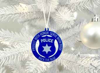 Back The Blue Christmas Ornament, Police Officer Support Ornament