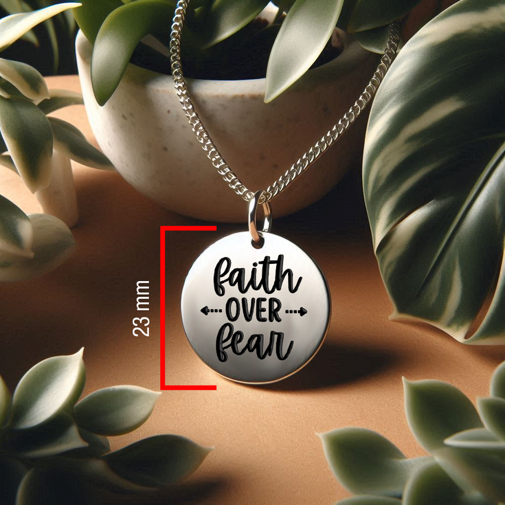 Faith Over Fear Silver Charm Pendant Necklace