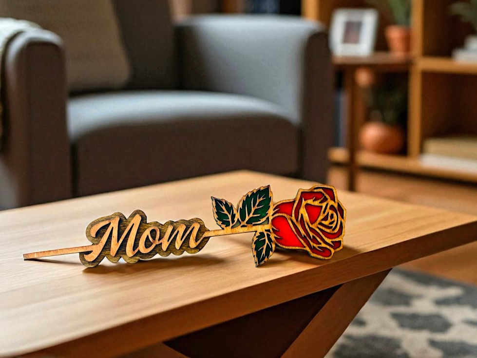 Mom Laser Cut Wood Rose | Mother's Day Gift