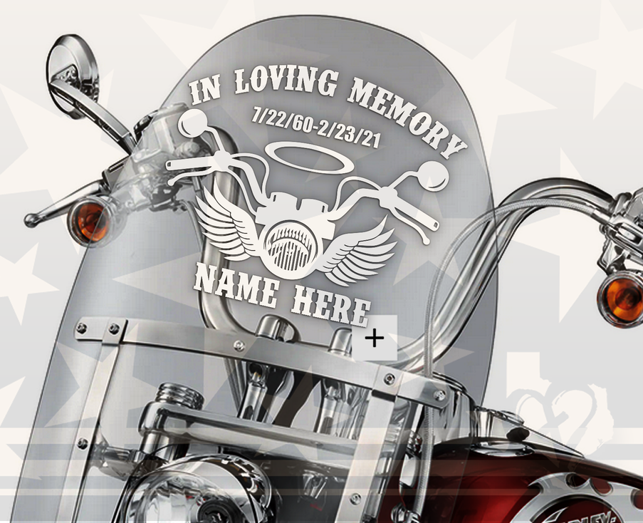 In Loving Memory Motorcycle Wings Vinyl Decal