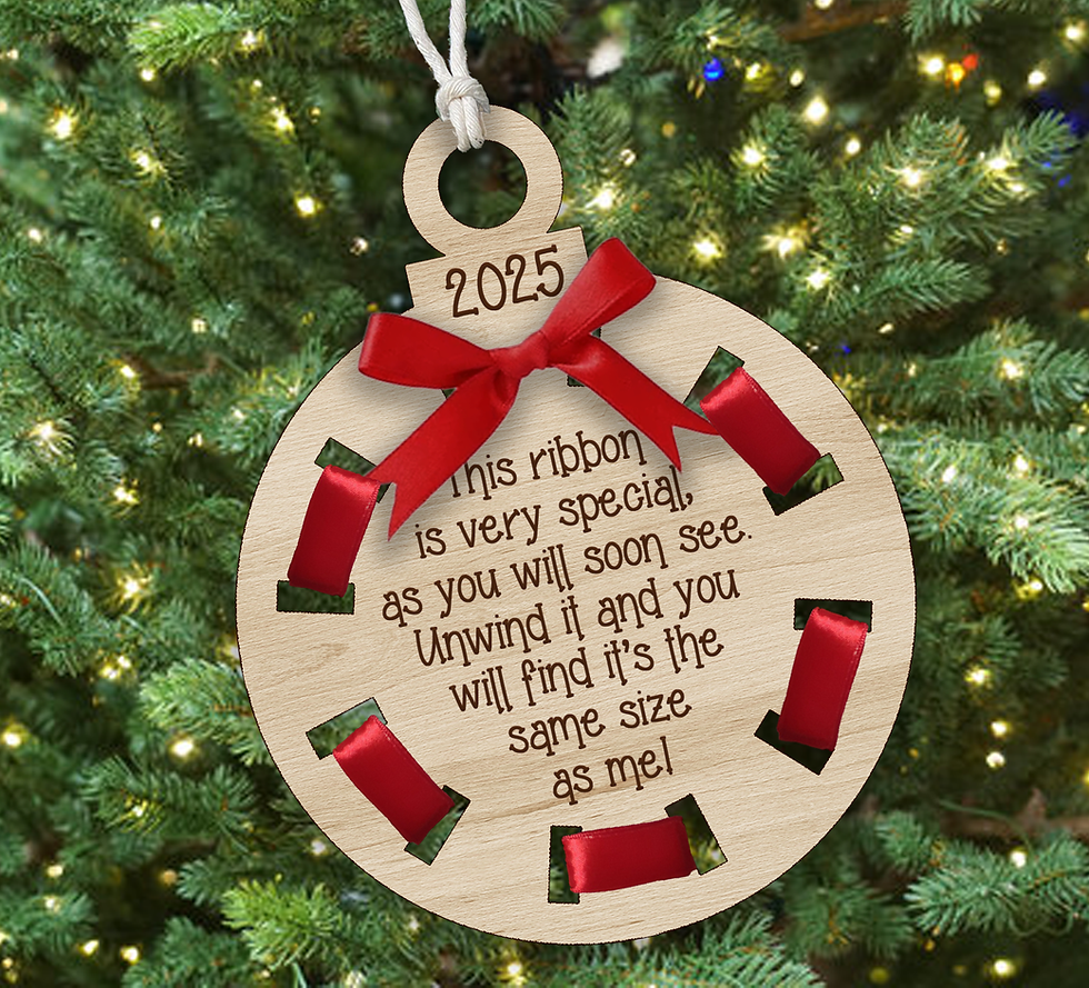 Growth Ribbon Christmas Ornament | Round Height Measurement Christmas Ornament
