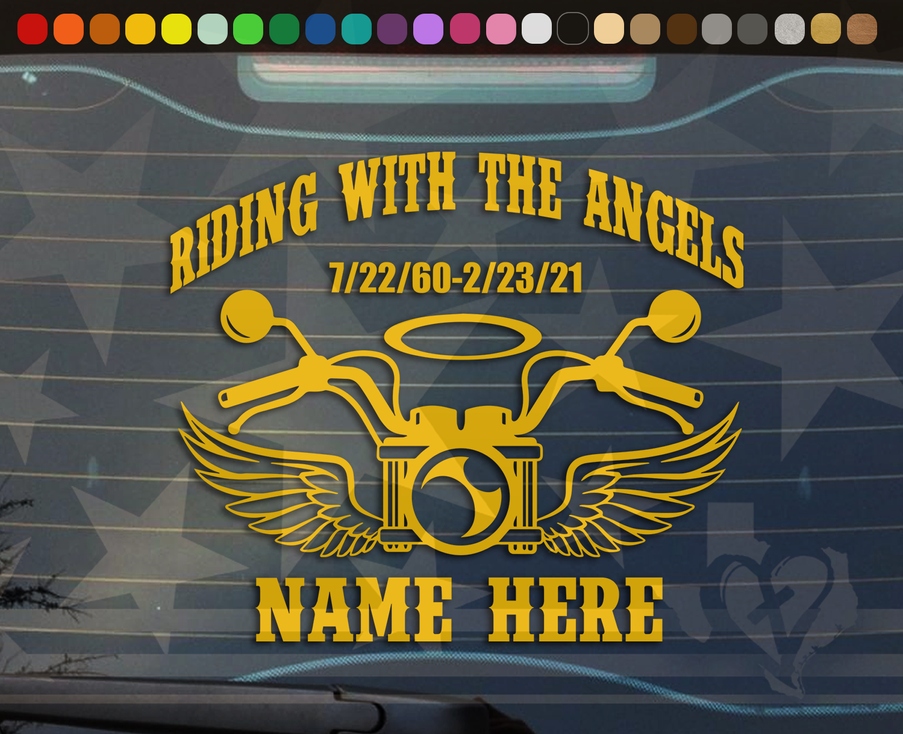 Riding With The Angels Motorcycle In Memory Vinyl Decal