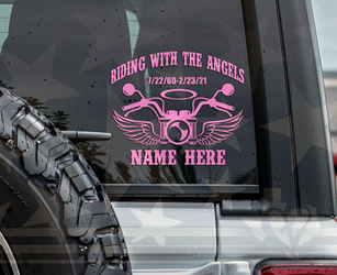 Riding With The Angels Motorcycle In Memory Vinyl Decal