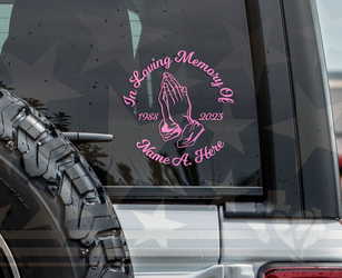 In Loving Memory Praying Hands Vinyl Decal
