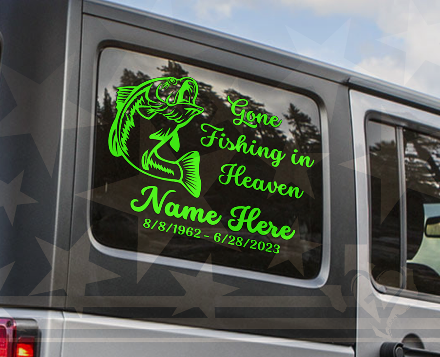 Gone Fishing In Heaven Bass Fisherman In Memory Vinyl Decal