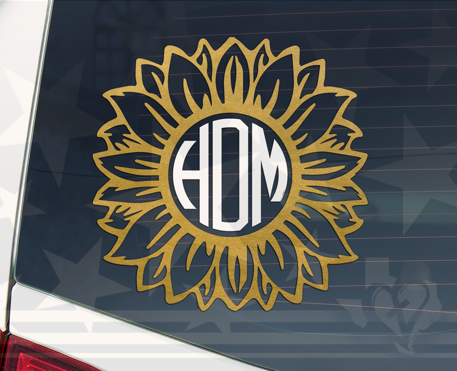 Sunflower Personalized Monogram Sunflower Vinyl Decal