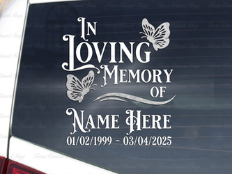 In Loving Memory Butterfly Royal Memorial Vinyl Decal