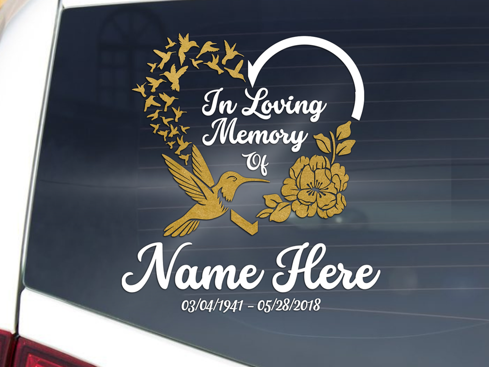 In Loving Memory Hummingbird Heart Memorial Decal