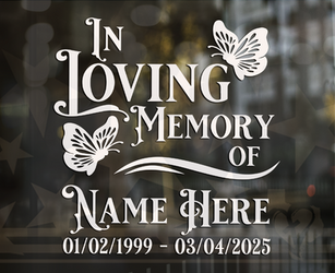 In Loving Memory Butterfly Royal Memorial Vinyl Decal