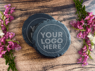 Personalized Slate Coasters, Custom Coaster Set, Logo Coasters