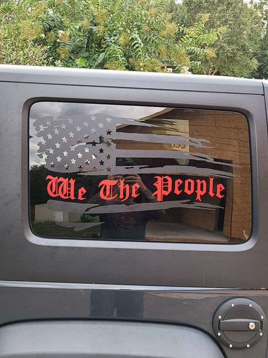 We The People American Flag Vinyl Decal ~ Set of 2 ~ Forward and Reverse Flags