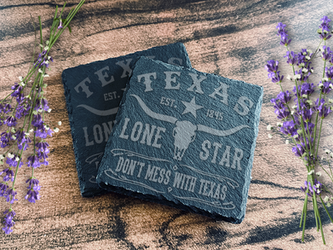 Texas Lone Star Square Slate Coasters