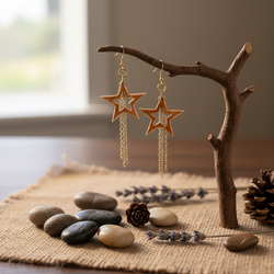 Shooting Star Earrings Red Wood