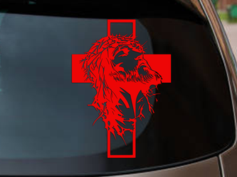 Jesus and Cross Christian Vinyl Decal