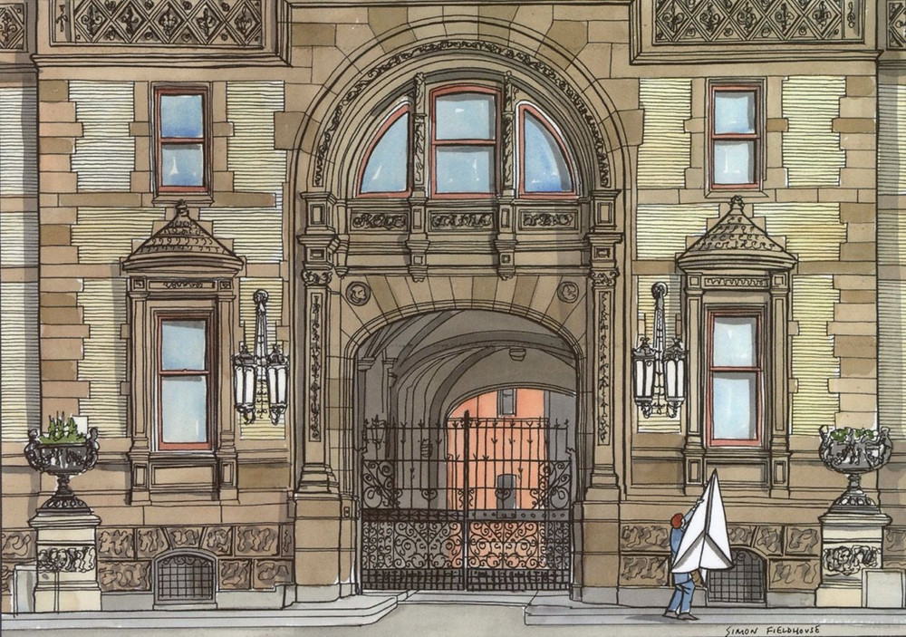 Illustration of The Dakota Building in New York City by Simon Fieldhouse