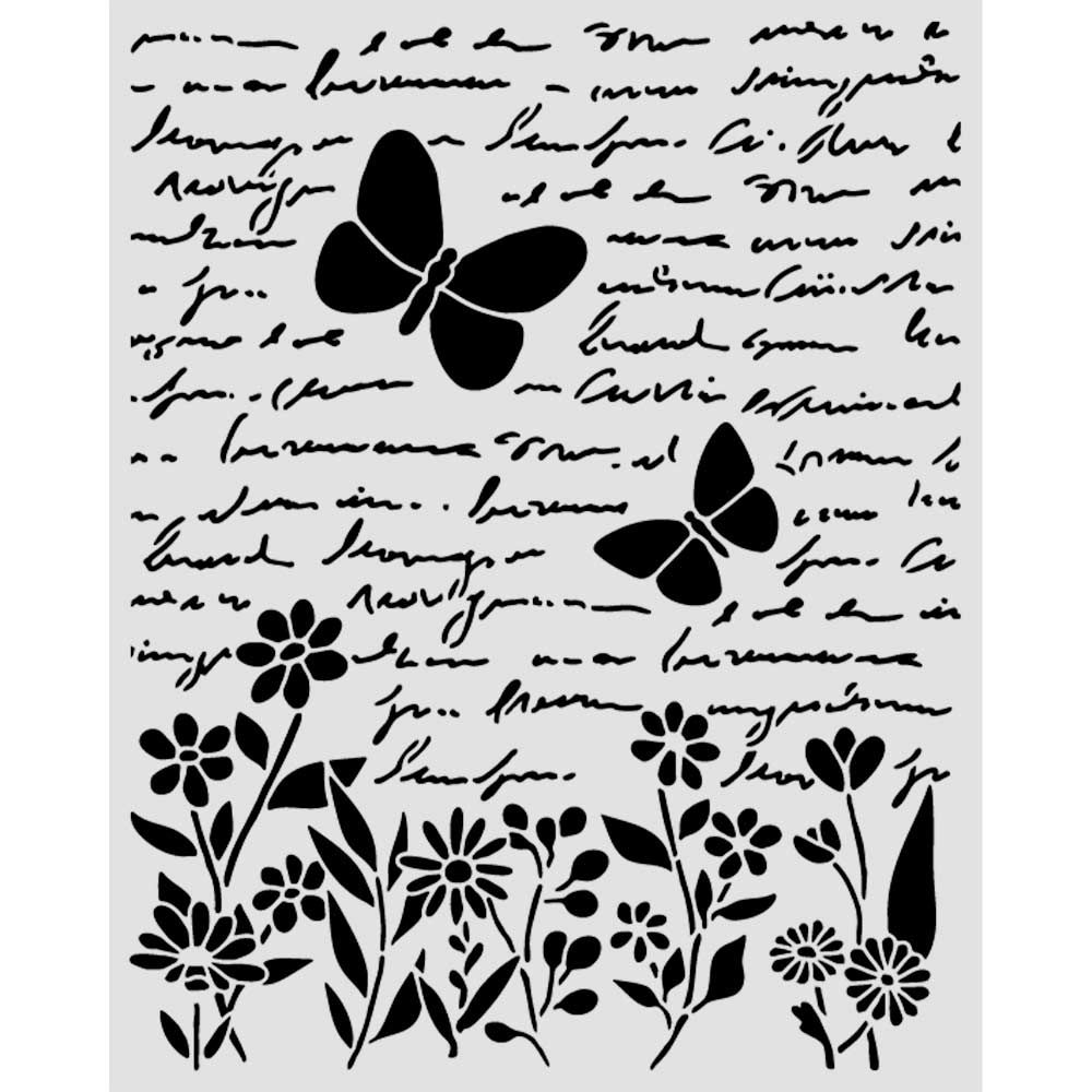 STAMPERIA STENCIL CM 20X25 DAISY ART LETTERA E FARFALLE