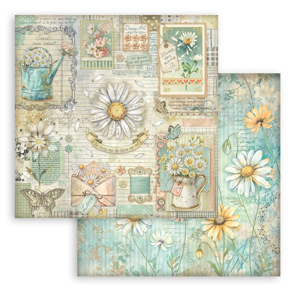 Miniatura: STAMPERIA BLOCK 10 HOJAS 30,5X30,5 12X12  DOBLE FAZ DAISY ART