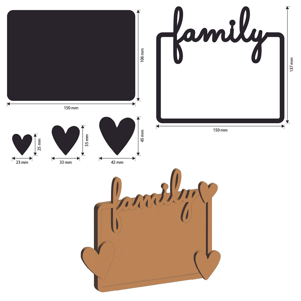 Miniatura: STAMPERIA RECORTABLES LASER  FAMILY TARGHETTA FAMILY CON CUORE