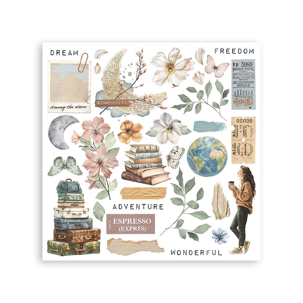 Miniatura: STAMPERIA RUB ON KIT CM 15,5X15,5 - 6 PAGINE SECRET DIARY