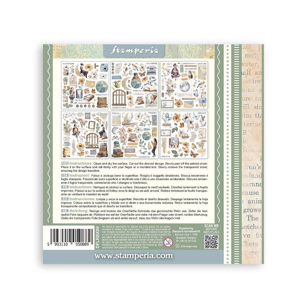 Miniatura: STAMPERIA RUB ON KIT CM 15,5X15,5 - 6 PAGINE SECRET DIARY
