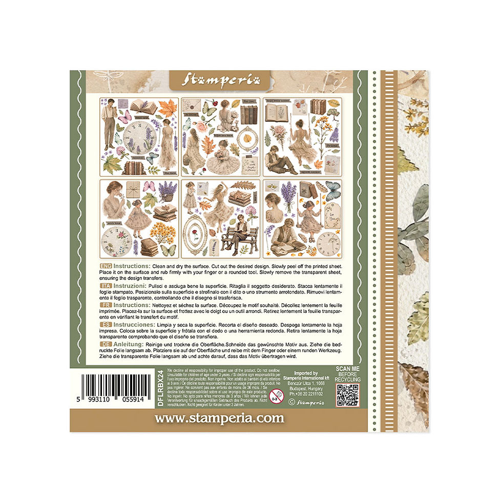 Miniatura: STAMPERIA RUB ON KIT CM 15,5X15,5 - 6 PAGINE FLOWERS AND POEMS