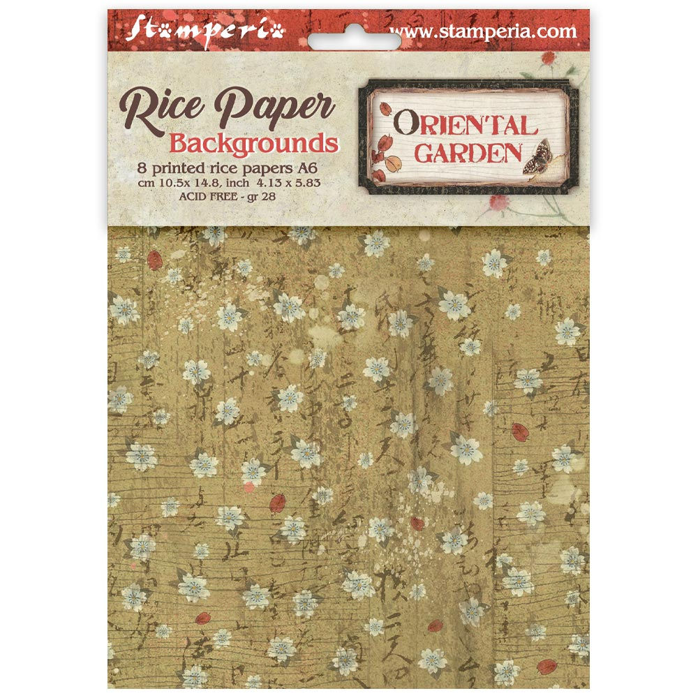 STAMPERIA SELECCIÓN 8 UN PAPEL DE ARROZ A6 Backgrounds - Oriental Garden