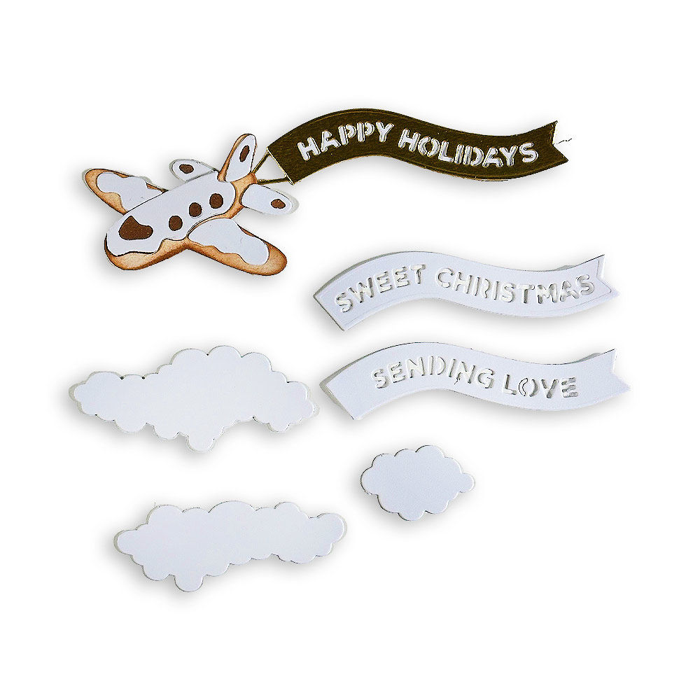 STAMPERIA TROQUEL GINGERBREAD PLANE AND BANNERS