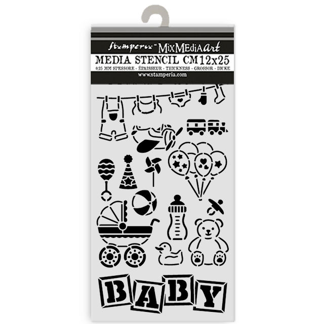 Miniatura: STAMPERIA STENCIL CM 12X25  BABY ELEMENTI
