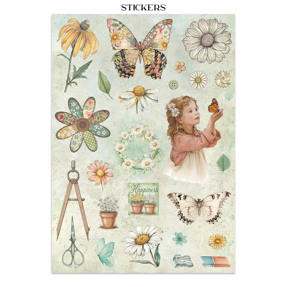 Miniatura: STAMPERIA JUNK JOURNAL STICKERS, CUT-OUTS, BACKGROUNDS - SECRET DIARY