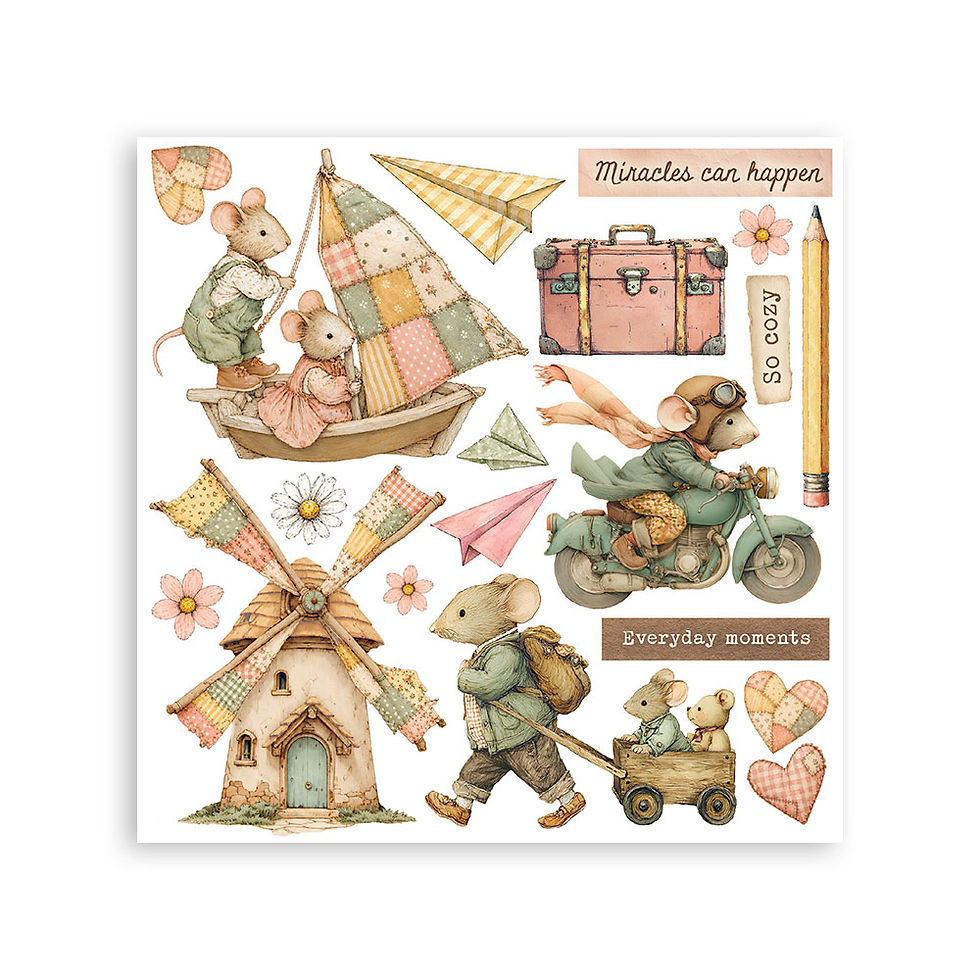 Miniatura: STAMPERIA RUB ON KIT CM 15,5X15,5 - 6 PAGINE COZY FAMILY
