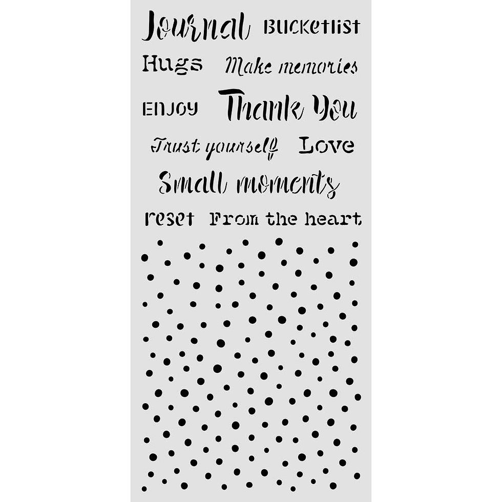 Miniatura: STAMPERIA STENCIL  CM 12X25 COZY FAMILY SCRITTE E PUNTINI