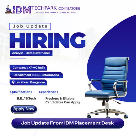 KPMG India is Hiring Fresher - Analyst – Data Governance for Bangalore - Idm Placement Desk