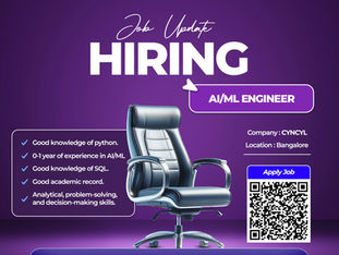 Cyncly is Hiring Fresher -AI/ML Engineer for Bengaluru - Idm Placement Desk