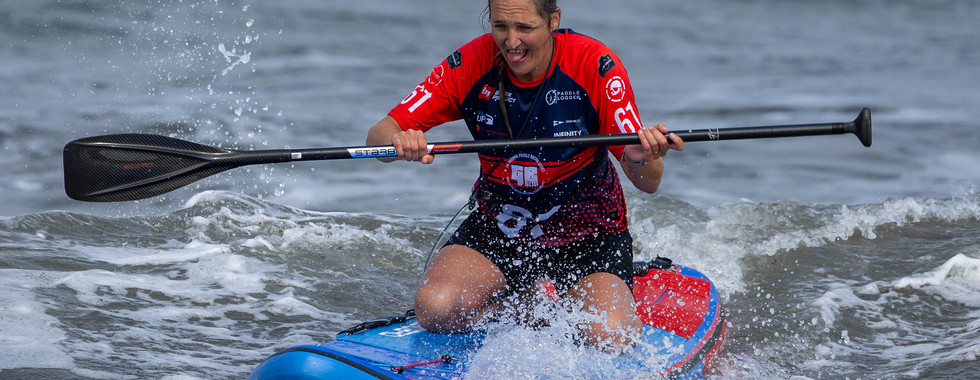 enjoing the challeneg of racing in the surf
