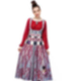 Red high waist skirt Front View