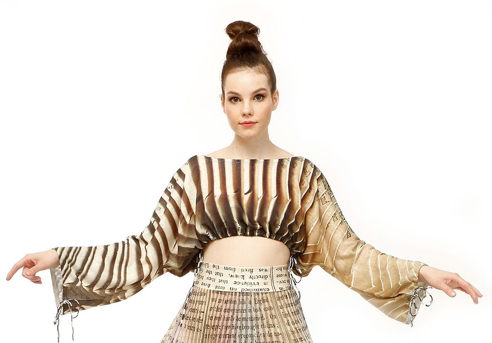Thumbnail: Scoop neck crop top that sits above waist. Front View