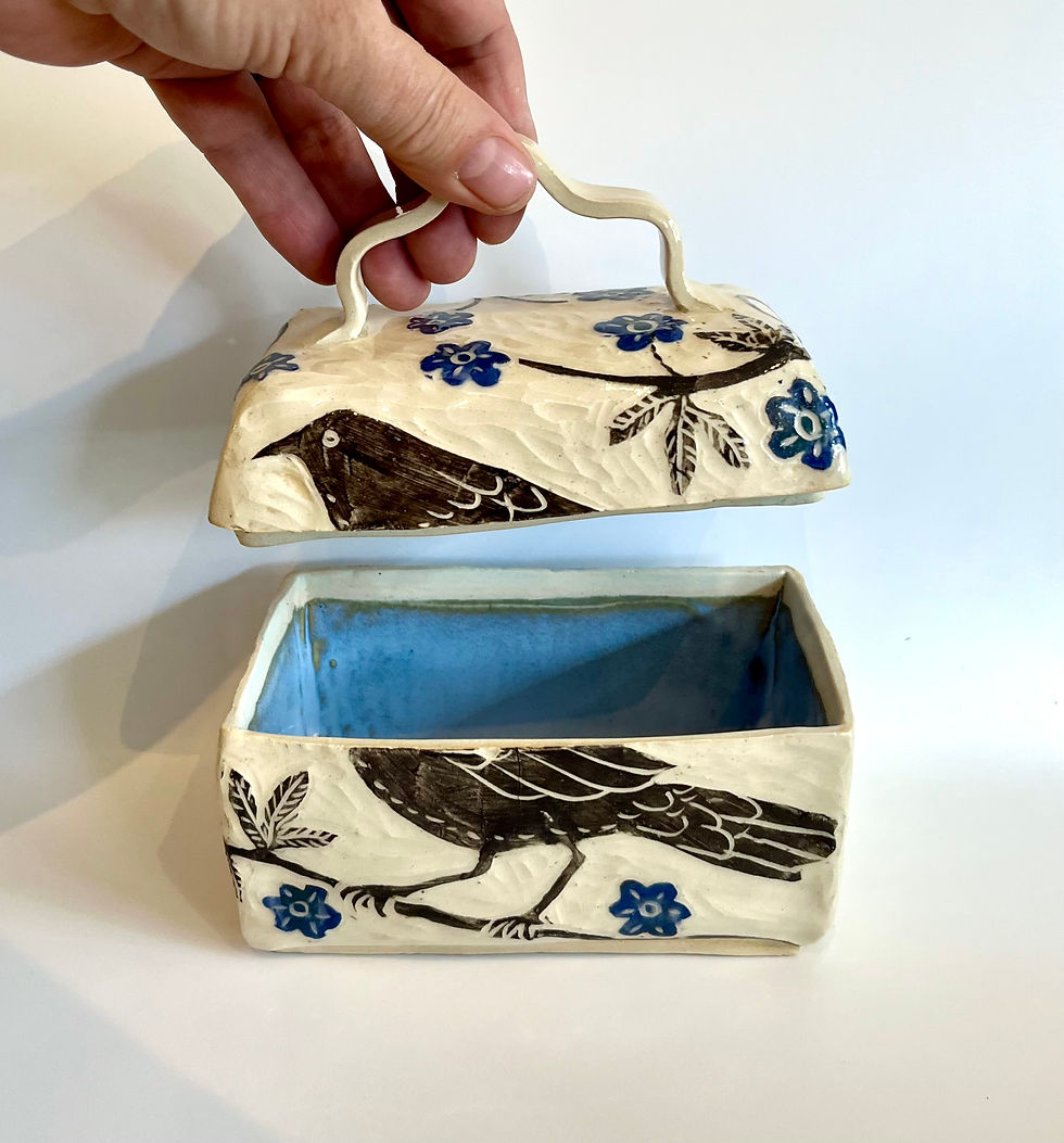 Thumbnail: Sgraffito Crows Butter Dish